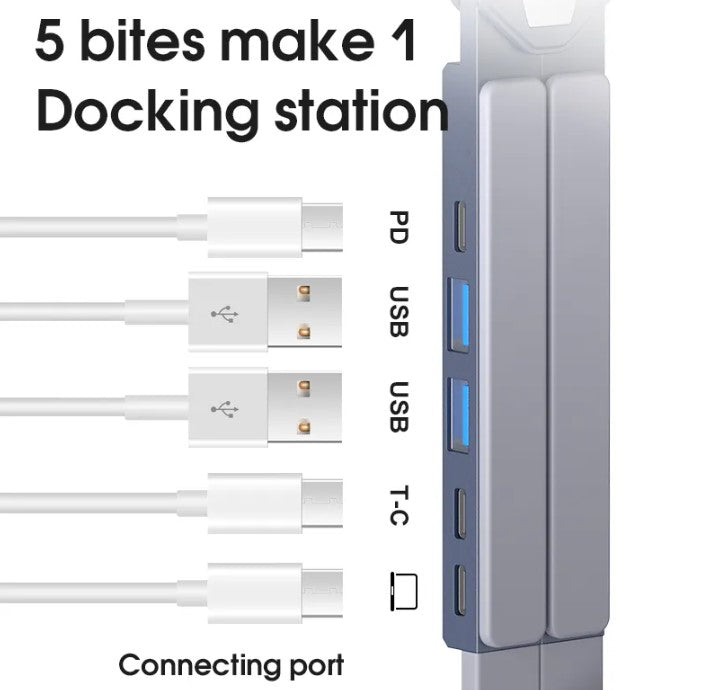 Soporte portatil plegable de aluminio ajustable para computadora portátil con estación de acoplamiento
