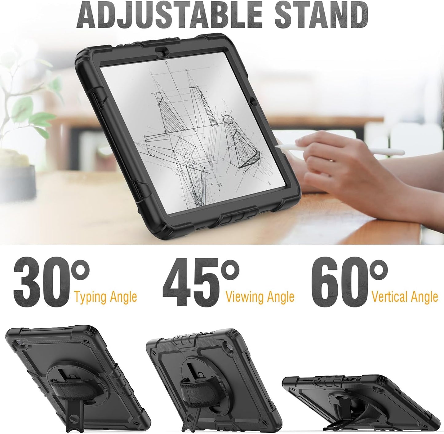 Estuche rígido de silicona para Samsung Galaxy Tab A9 Plus 11 pulgadas Correa de hombro Soporte giratorio