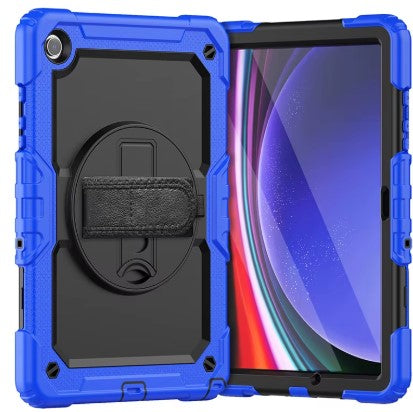 Estuche rígido de silicona para Samsung Galaxy Tab A9 Plus 11 pulgadas Correa de hombro Soporte giratorio