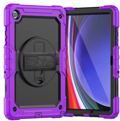 Estuche rígido de silicona para Samsung Galaxy Tab A9 Plus 11 pulgadas Correa de hombro Soporte giratorio