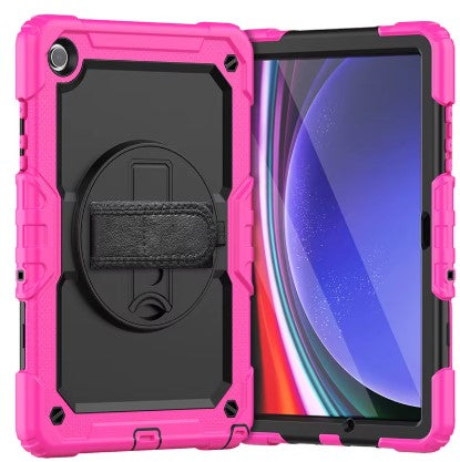 Estuche rígido de silicona para Samsung Galaxy Tab A9 Plus 11 pulgadas Correa de hombro Soporte giratorio