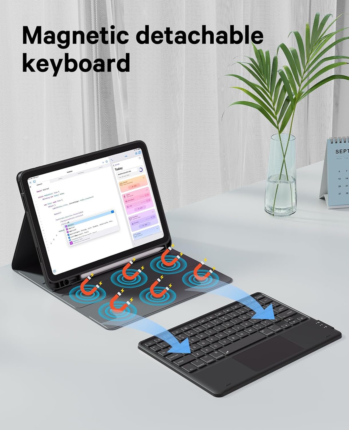 Estuche con teclado para iPad (A16) de 11ª generación 2025/10ª generación teclado retroiluminación