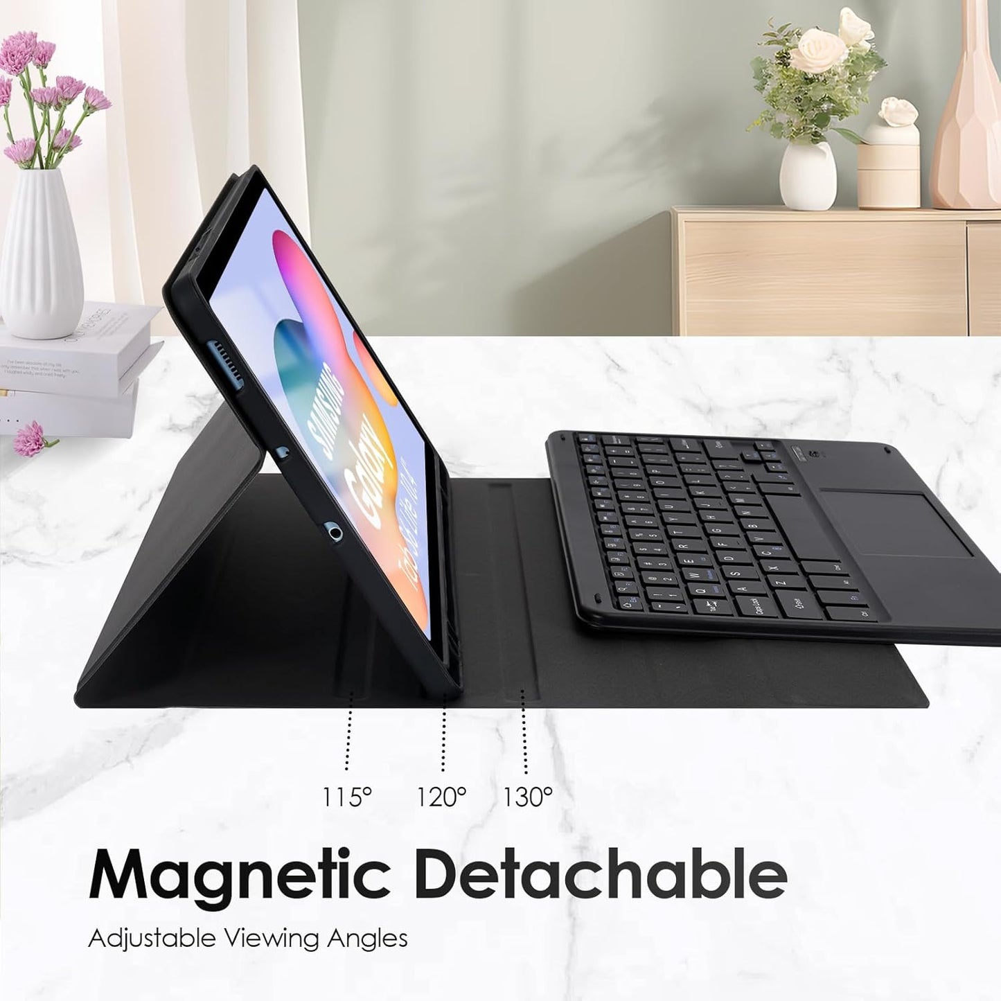 Estuche con teclado táctil para Samsung S6 Lite de 10.4 pulgadas