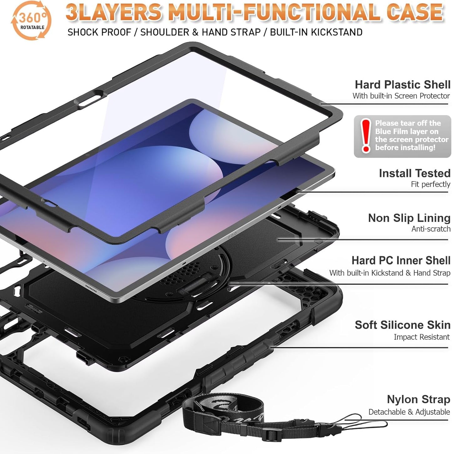 Estuche para Galaxy Tab S10+ Plus/Tab S9 FE+ Plus/Tab S9+ Plus 5G Case 12.4 pulgadas