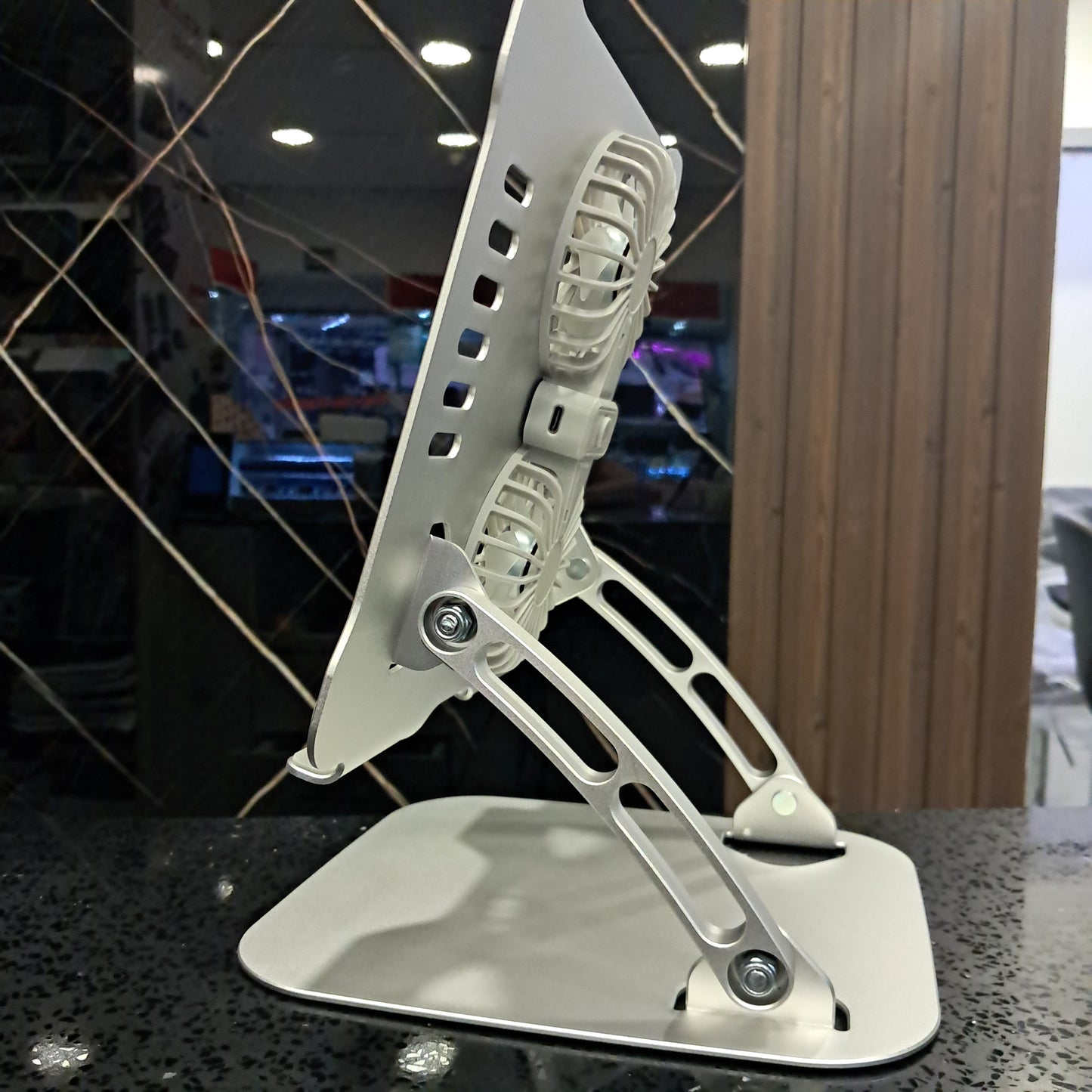 Soporte para portatil con ventilador ajustable para computadora , elevador ergonómico plegable