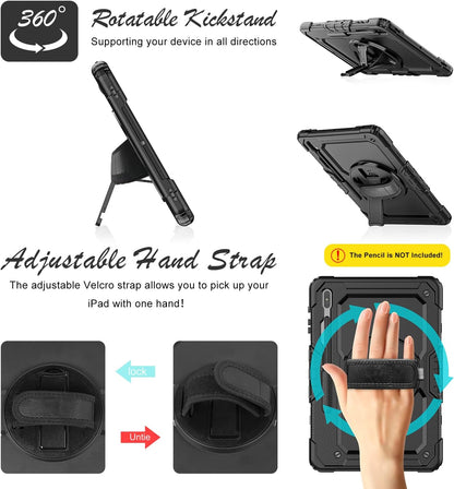 Estuche para Samsung Galaxy Tab S7 FE S7 Plus S8 Plus de 12.4 pulgadas, protectora con protector de pantalla/correa de mano, soporte para bolígrafo S, funda
