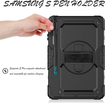 Estuche para Samsung Galaxy Tab S7 FE S7 Plus S8 Plus de 12.4 pulgadas, protectora con protector de pantalla/correa de mano, soporte para bolígrafo S, funda