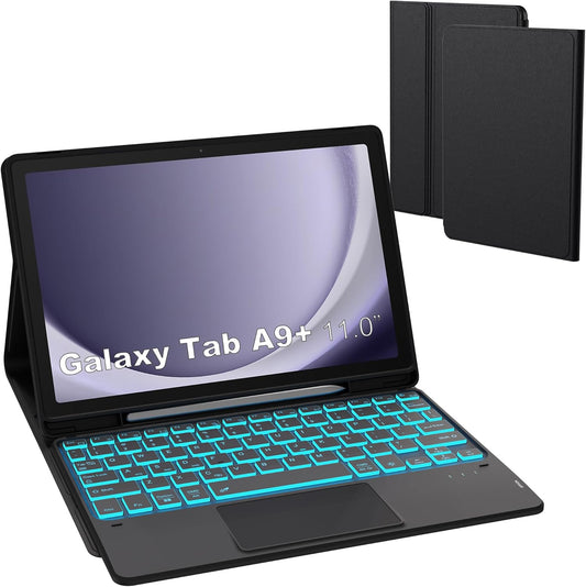 Estuche con teclado para Galaxy Tab A9+ de 11 pulgadas teclado  desmontable retroiluminada de 7 colores