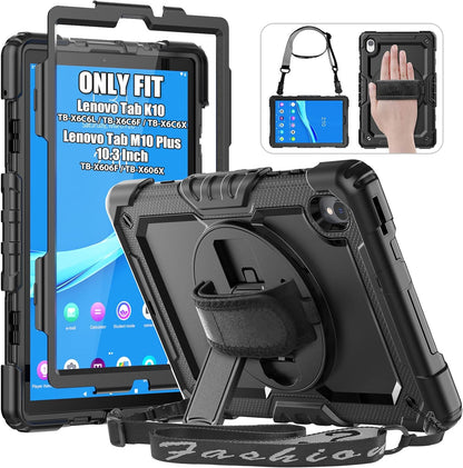 Estuche para Lenovo Tab M10 Plus de 10,3 pulgadas Tab K10 protector con protector de pantalla correa de mano giratoria K10