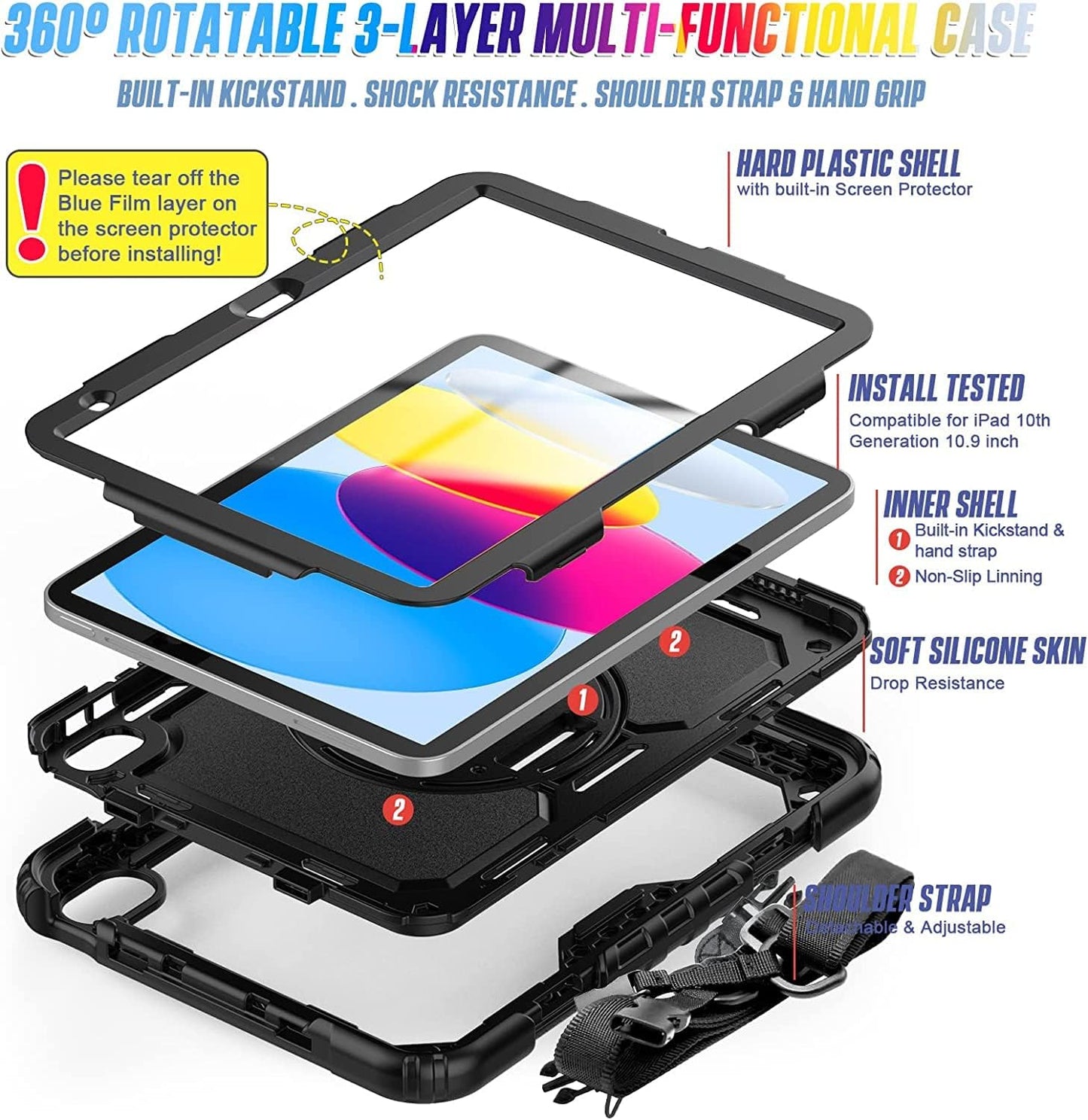 Estuche protectora resistente para iPad decima generacion 10.9 pulgadas