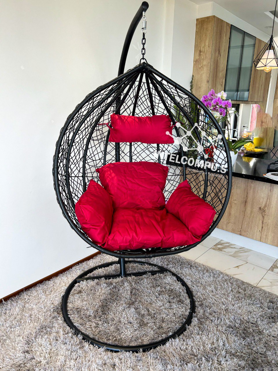 Silla colgante de ratan