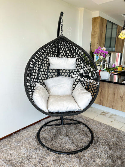 Silla colgante de terraza rattan negro