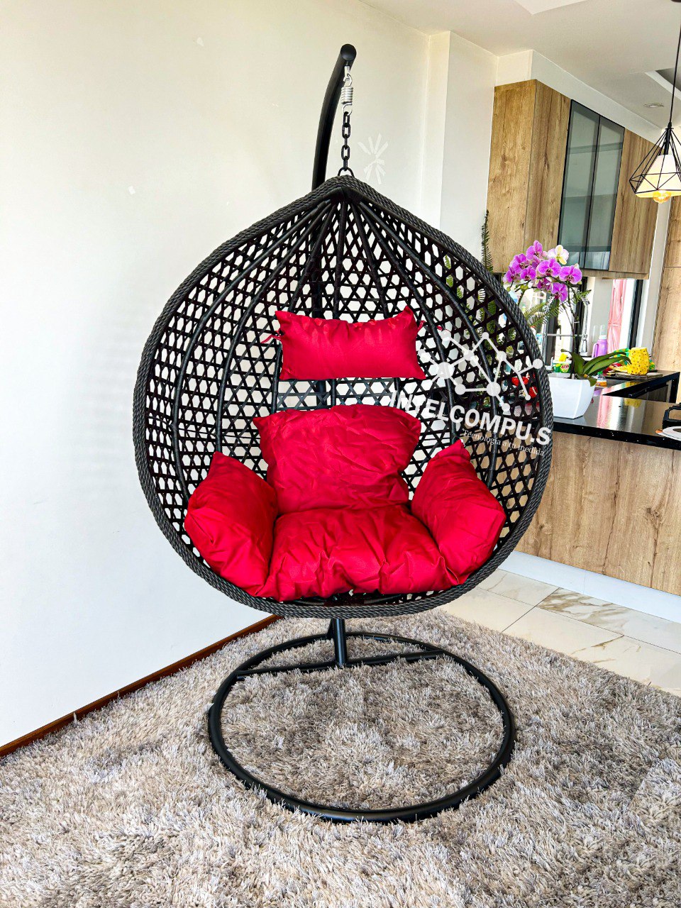 Silla colgante de terraza rattan negro