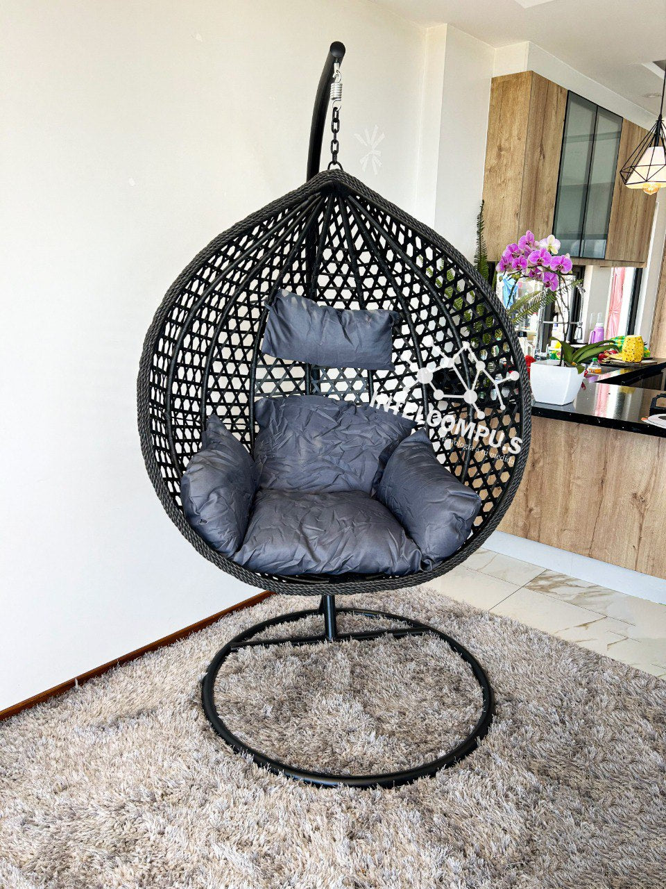 Silla colgante de terraza rattan negro