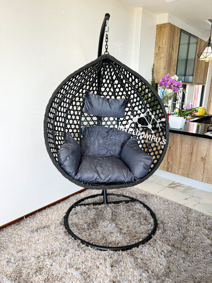 Silla colgante de terraza rattan negro