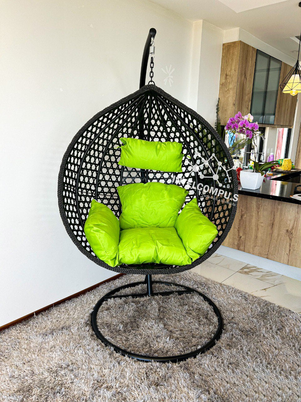 Silla colgante de terraza rattan negro