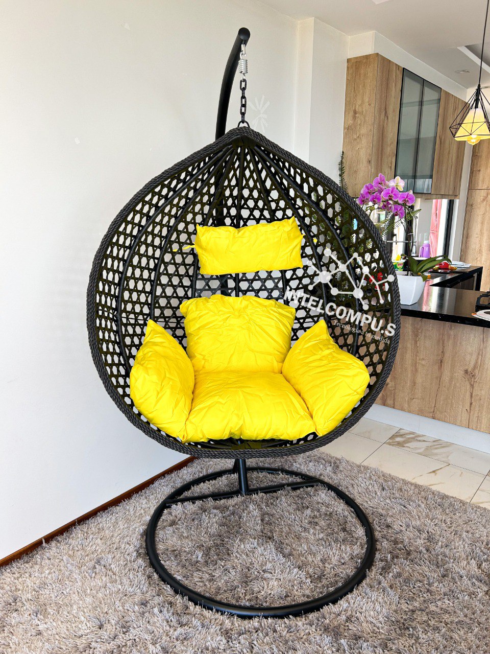 Silla colgante de terraza rattan negro