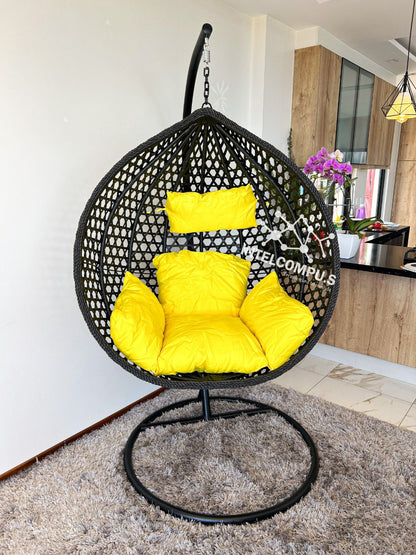 Silla colgante de terraza rattan negro