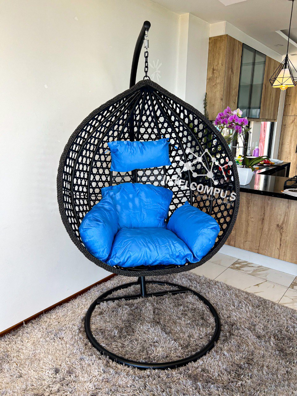 Silla colgante de terraza rattan negro