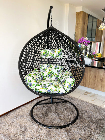 Silla colgante de terraza rattan negro