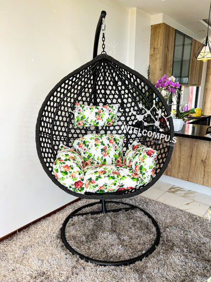 Silla colgante de terraza rattan negro