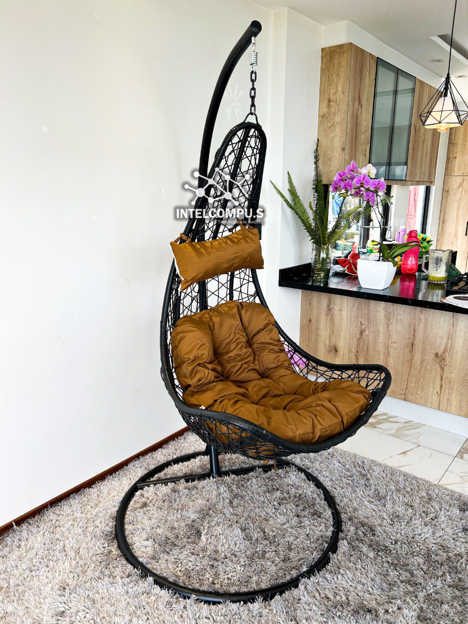 Silla colgante de ratan tipo Luna
