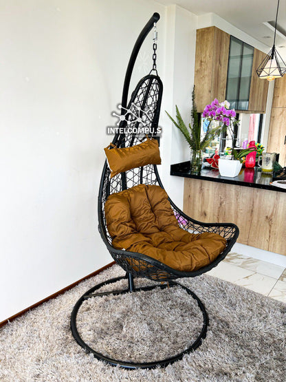 Silla colgante de ratan tipo Luna