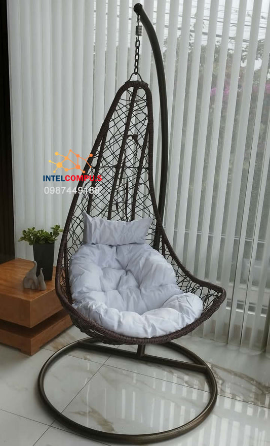 Silla colgante de ratan tipo luna color negro