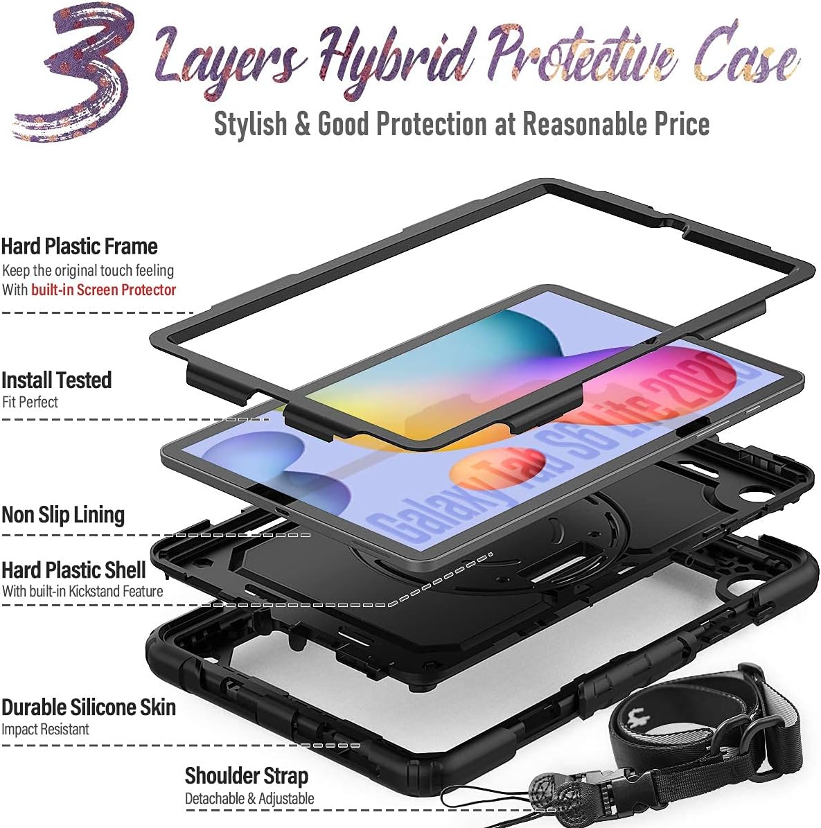Estuche para Samsung Galaxy Tab S6 Lite de 10.4, protectora con protector de pantalla case Ruger