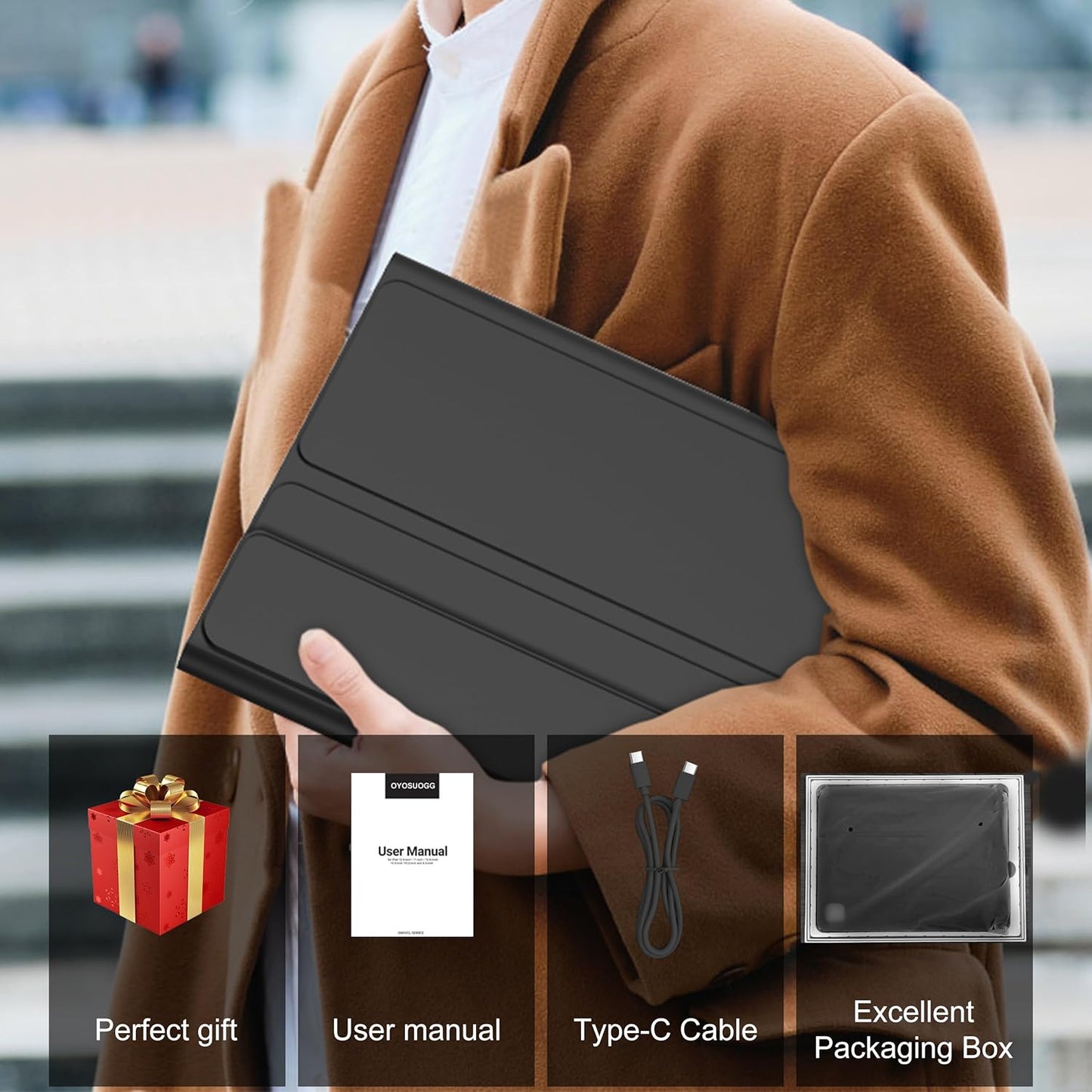 Estuche con teclado Samsung Galaxy Tab S10 Plus/S9FE Plus de 12.4 pulgadas, trackpad multitáctil