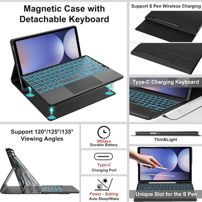 Estuche con teclado Samsung Galaxy Tab S10 Plus/S9FE Plus de 12.4 pulgadas, trackpad multitáctil