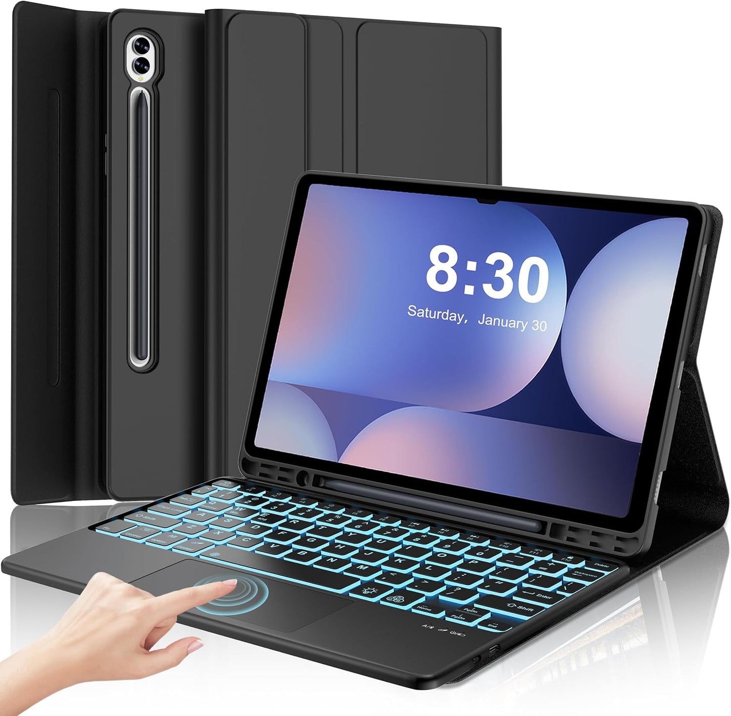 Estuche con teclado Samsung Galaxy Tab S10 Plus/S9FE Plus de 12.4 pulgadas, trackpad multitáctil