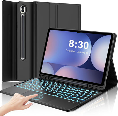 Estuche con teclado Samsung Galaxy Tab S10 Plus/S9FE Plus de 12.4 pulgadas, trackpad multitáctil