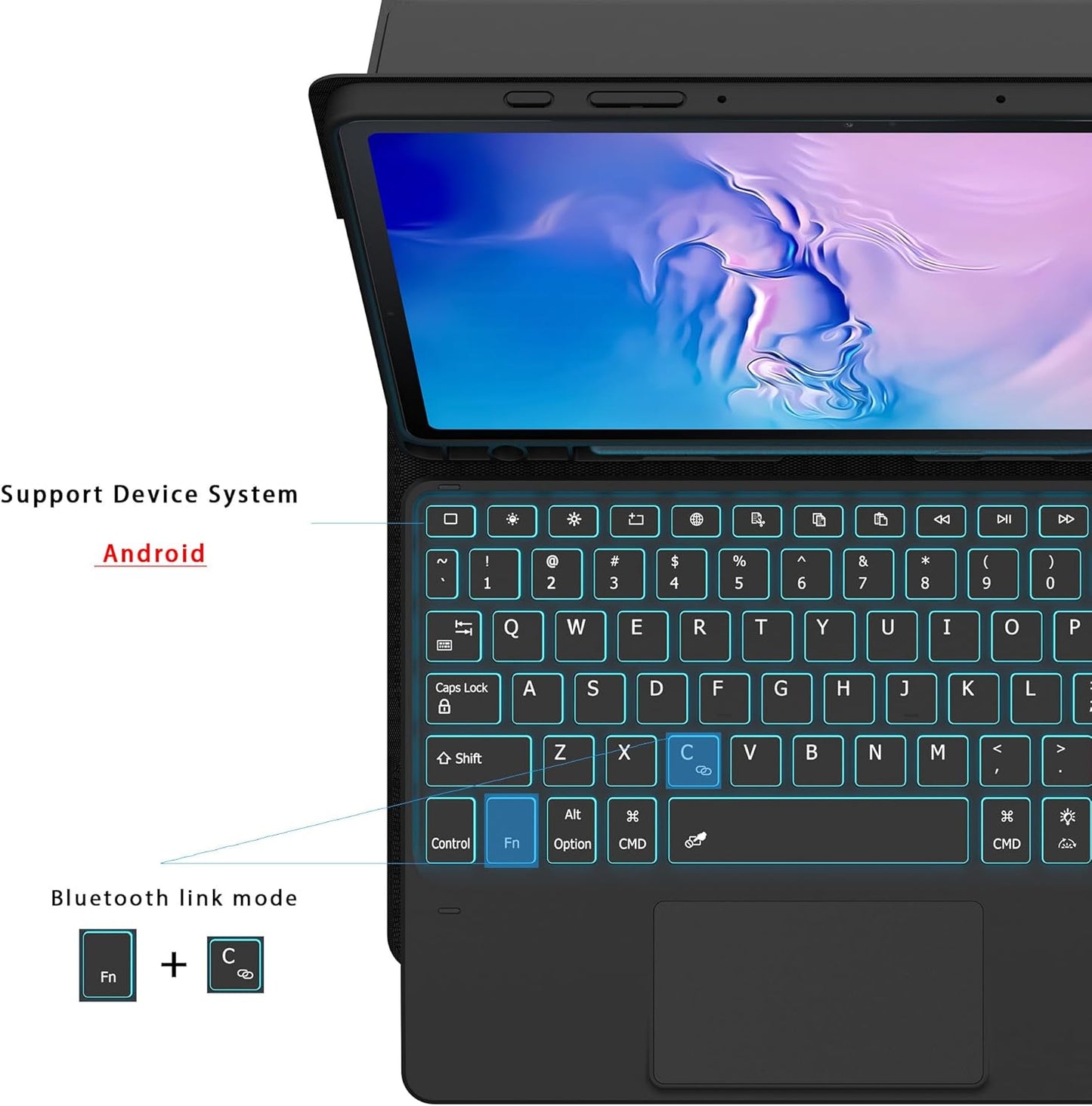Estuche con teclado para tablet s9 fe10.9  / s9 de 11 pulgadas