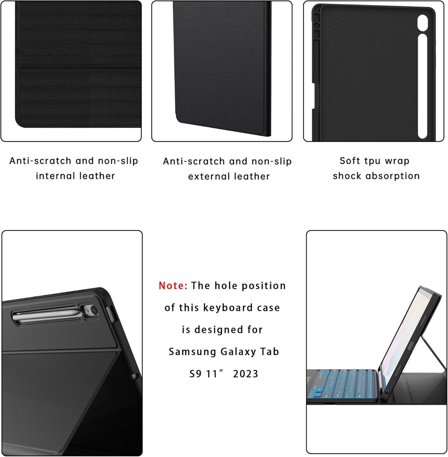 Estuche con teclado para tablet s9 fe10.9  / s9 de 11 pulgadas