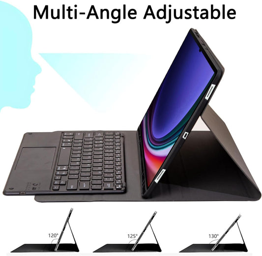 Estuche con teclado para Samsung Galaxy Tab Plus/S8 Plus/S7 Plus/S7 FE 12.4 pulgadas, teclado inalámbrico inalámbrico desmontable magnético
