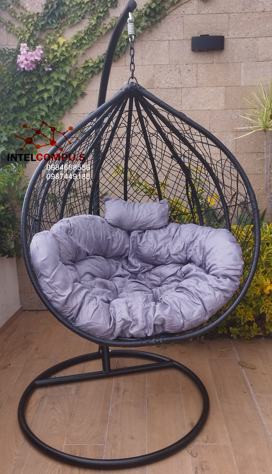 Silla colgante de ratán colo negro