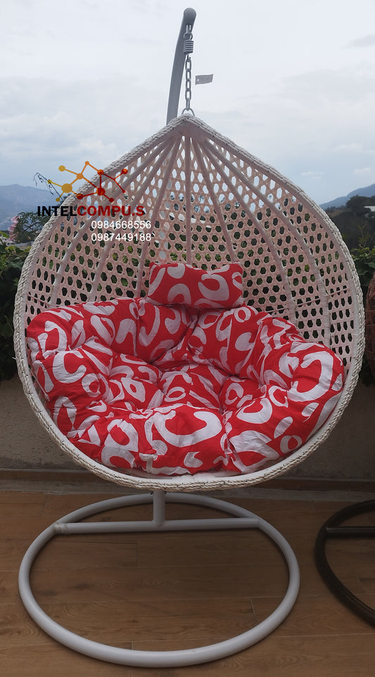 Silla colgante de ratan color blanco