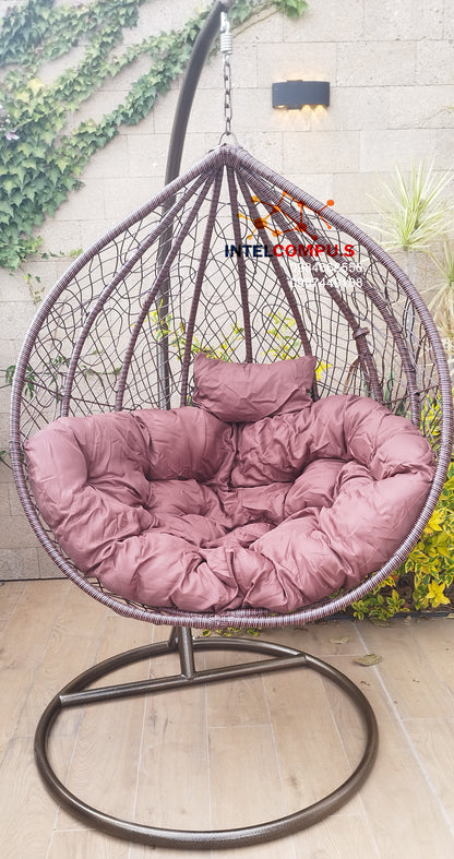 Silla colgante de ratán colo cafe