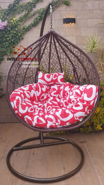 Silla colgante de ratán colo cafe